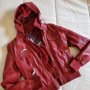 Red leather jacket Size S